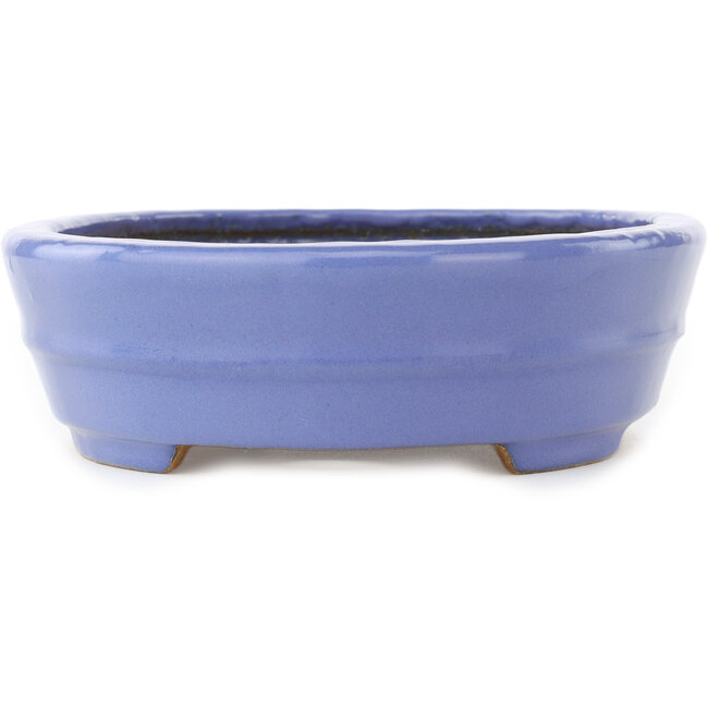 Oval blue bonsai pot by Hattori - 265 x 195 x 61 mm