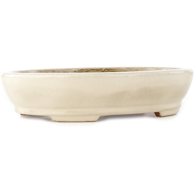 Oval off-white bonsai pot by Hattori - 265 x 198 x 60 mm