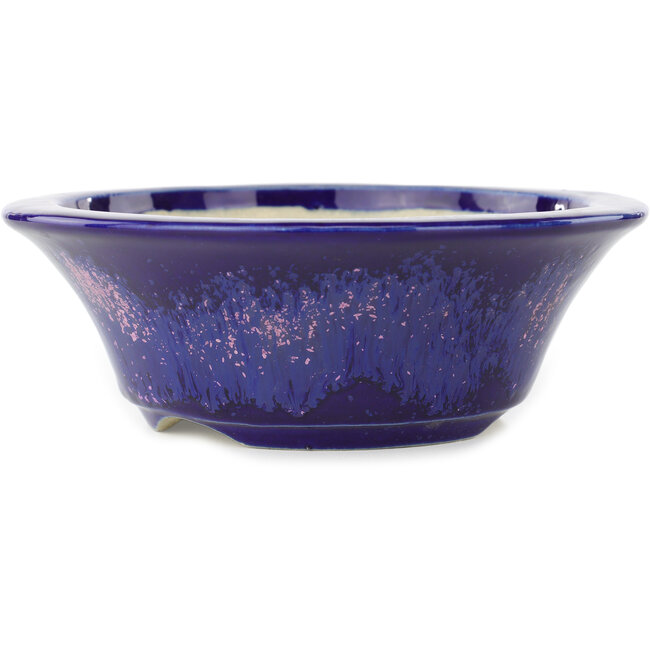 Maceta redonda para bonsái en color azul y rosa de Koyou - 167 x 167 x 58 mm