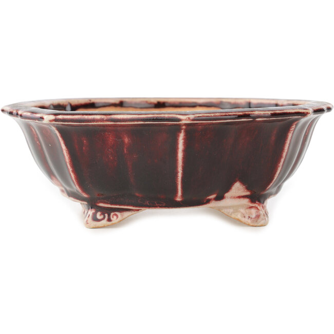 Vaso bonsai Lotus rosso e bianco di Koyou - 180 x 180 x 60 mm