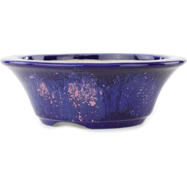 Round blue and pink bonsai pot by Koyou - 167 x 167 x 58 mm