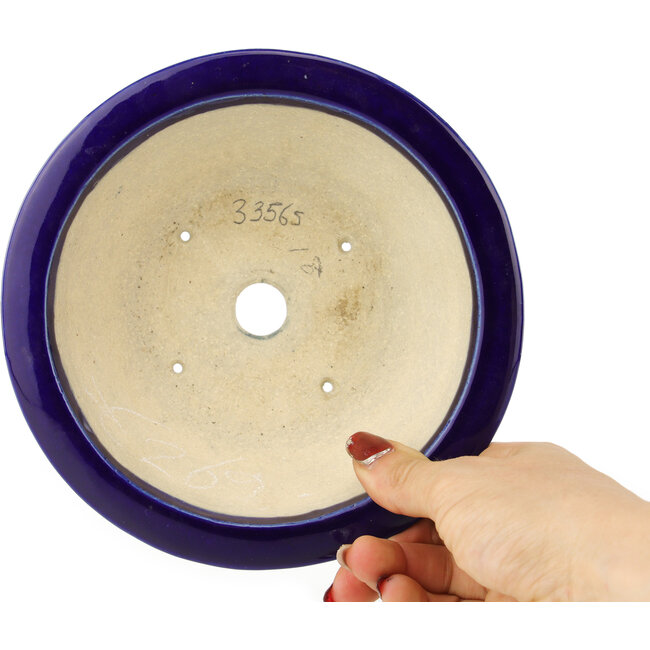 Pot à bonsaï rond bleu et rose de Koyou - 167 x 167 x 58 mm