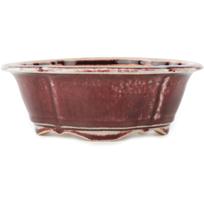 Vaso bonsai Mokko rosso e bianco di Koyou - 163 x 140 x 58 mm