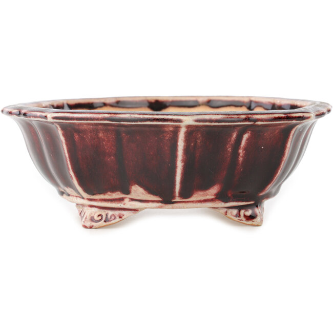 Maceta para bonsái con loto rojo y blanco de Koyou - 180 x 180 x 60 mm