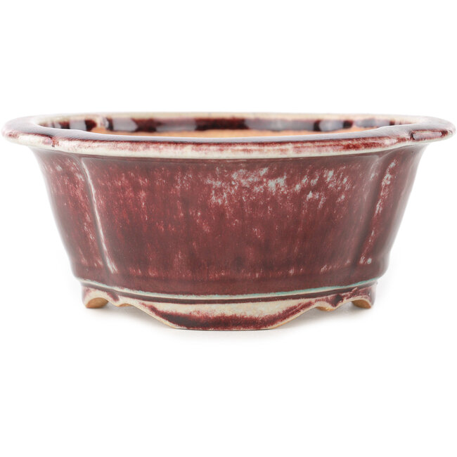 Vaso bonsai Mokko rosso e bianco di Koyou - 163 x 140 x 58 mm