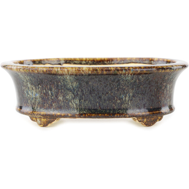 Ovale bruine multicolor bonsai pot van Koyou - 155 x 127 x 50 mm