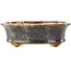 Oval brown multicolor bonsai pot by Koyou - 155 x 127 x 50 mm