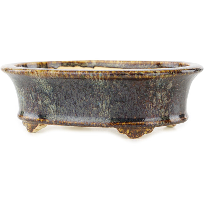 Pot à bonsaï ovale multicolore marron de Koyou - 155 x 127 x 50 mm