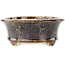 Oval brown multicolor bonsai pot by Koyou - 155 x 127 x 50 mm