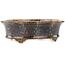 Oval brown multicolor bonsai pot by Koyou - 155 x 127 x 50 mm