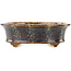 Oval brown multicolor bonsai pot by Koyou - 155 x 127 x 50 mm