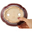 Mokko red and white bonsai pot by Koyou - 163 x 140 x 58 mm