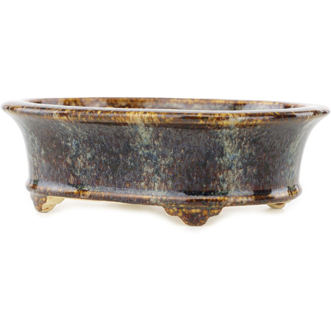 Ovale bruine multicolor bonsai pot van Koyou - 155 x 127 x 50 mm