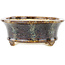 Oval brown multicolor bonsai pot by Koyou - 155 x 127 x 50 mm