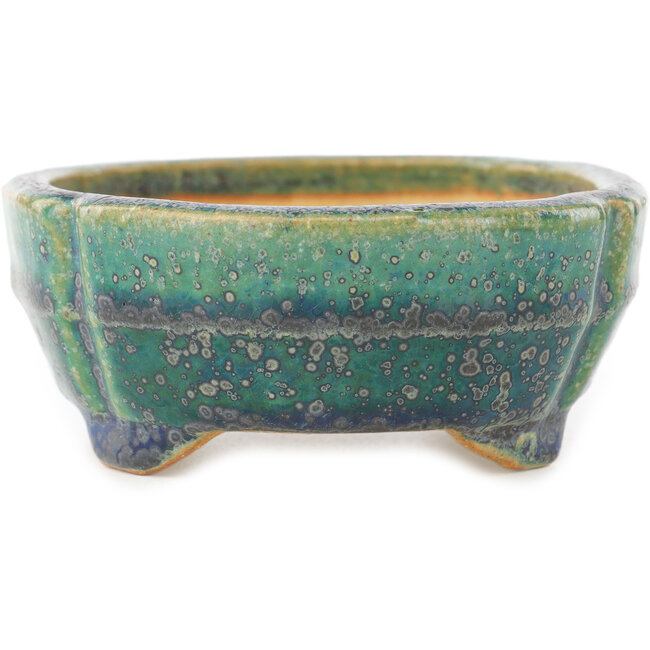 Mokko green multicolor bonsai pot by Koyou - 145 x 115 x 45 mm