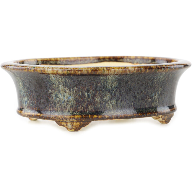 Pot à bonsaï ovale multicolore marron de Koyou - 155 x 127 x 50 mm