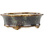 Oval brown multicolor bonsai pot by Koyou - 155 x 127 x 50 mm