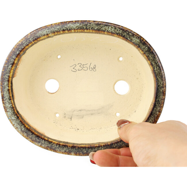 Pot à bonsaï ovale multicolore marron de Koyou - 155 x 127 x 50 mm