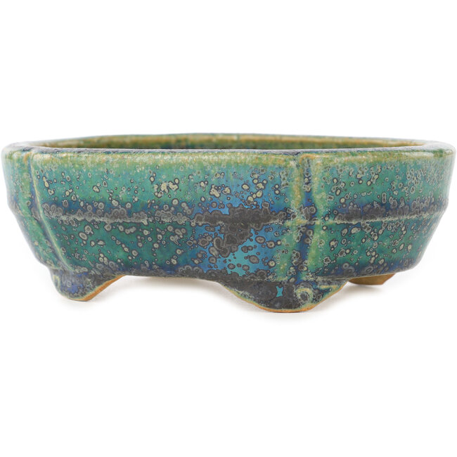 Mokko green multicolor bonsai pot by Koyou - 145 x 115 x 45 mm