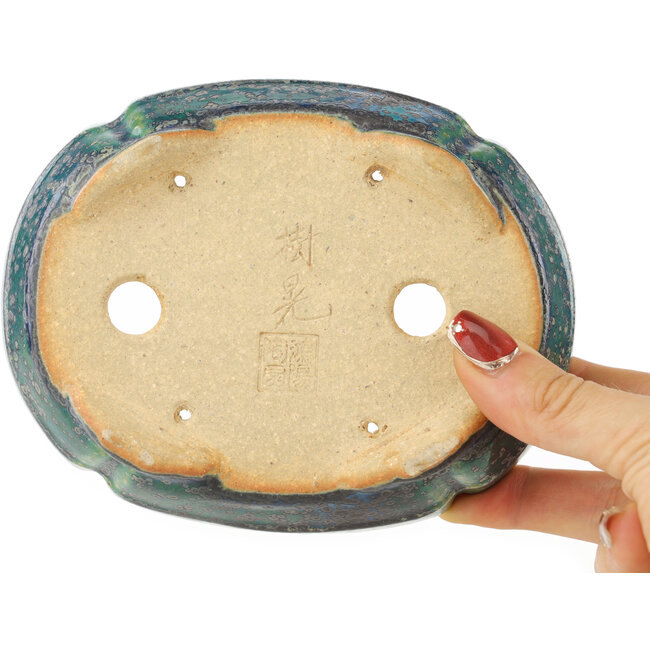 Pot à bonsaï multicolore vert Mokko par Koyou - 145 x 115 x 45 mm