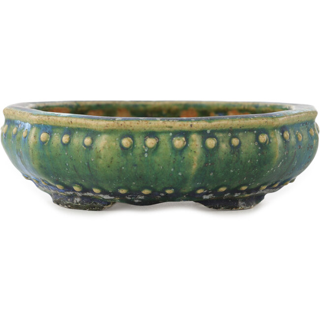 Pot à bonsaï rond vert et bleu de Koyou - 127 x 127 x 37 mm