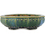 Pot à bonsaï rond vert et bleu de Koyou - 127 x 127 x 37 mm