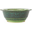 Round green and blue bonsai pot by Koyou - 140 x 140 x 55 mm