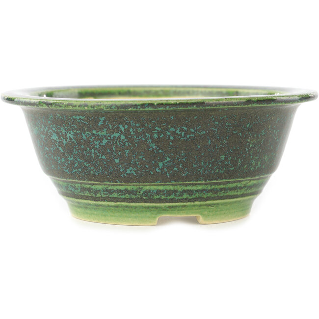 Vaso bonsai rotondo verde e blu di Koyou - 140 x 140 x 55 mm