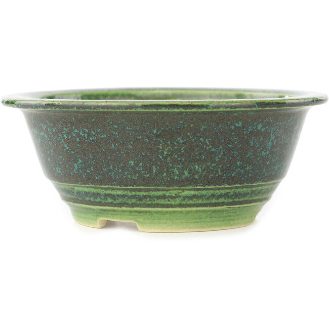 Vaso bonsai rotondo verde e blu di Koyou - 140 x 140 x 55 mm