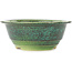 Round green and blue bonsai pot by Koyou - 140 x 140 x 55 mm