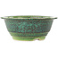 Round green and blue bonsai pot by Koyou - 140 x 140 x 55 mm