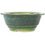 Round green and blue bonsai pot by Koyou - 140 x 140 x 55 mm