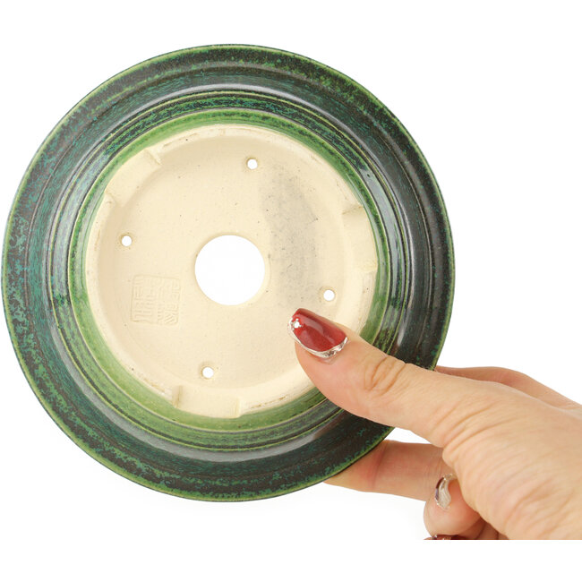 Maceta redonda verde y azul para bonsái de Koyou - 140 x 140 x 55 mm