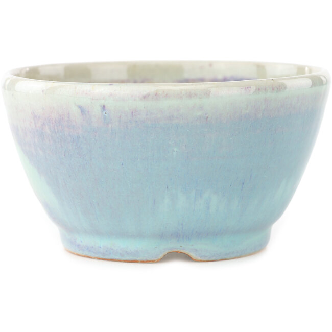 Round blue multicolor bonsai pot by Koyou - 112 x 112 x 60 mm