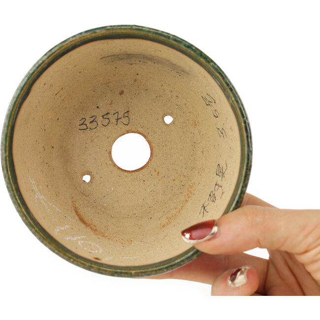 Ronde groene en blauwe bonsai pot van Koyou - 113 x 113 x 60 mm