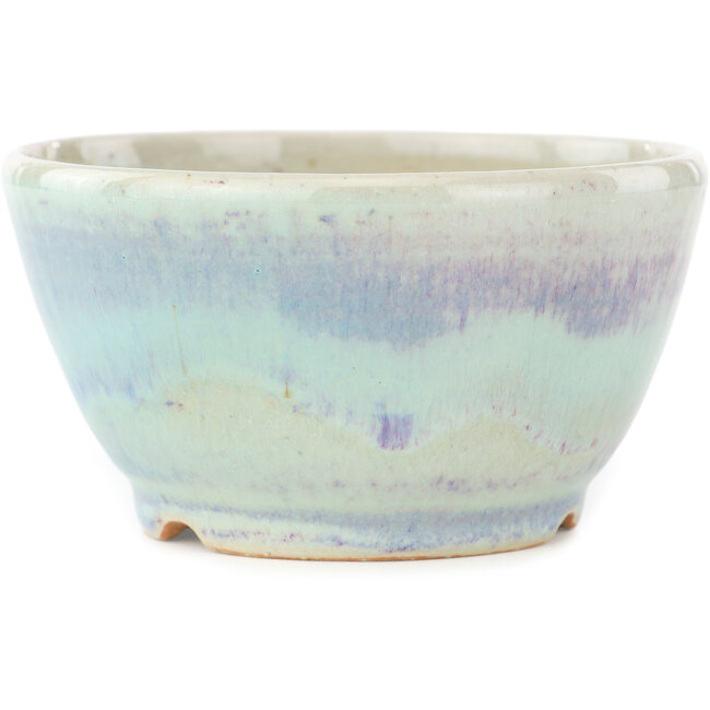 Round blue multicolor bonsai pot by Koyou - 112 x 112 x 60 mm