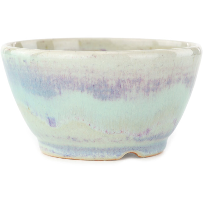 Pot à bonsaï rond multicolore bleu de Koyou - 112 x 112 x 60 mm