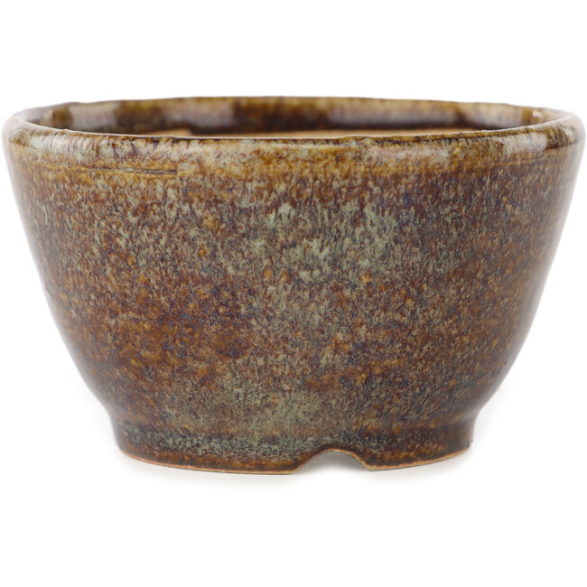 Round brown multicolor bonsai pot by Koyou - 94 x 94 x 55 mm