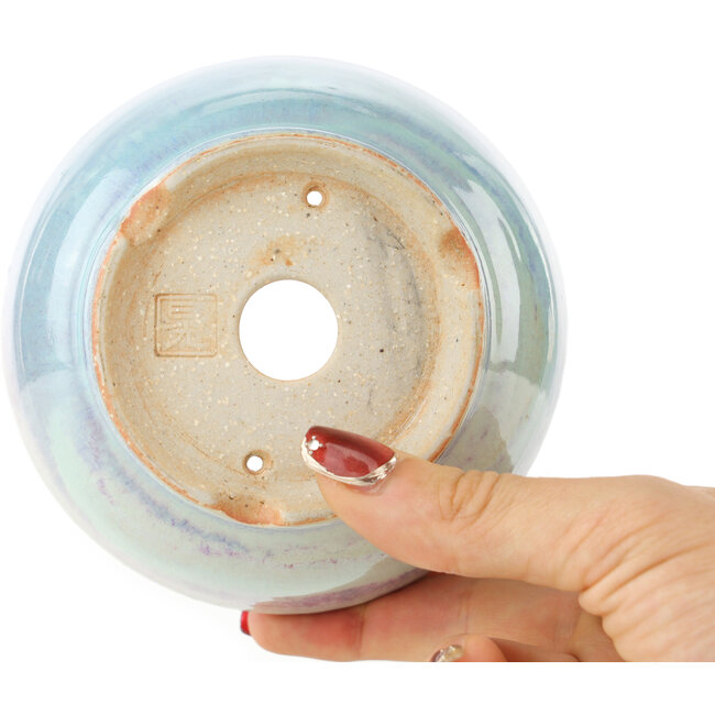 Pot à bonsaï rond multicolore bleu de Koyou - 112 x 112 x 60 mm