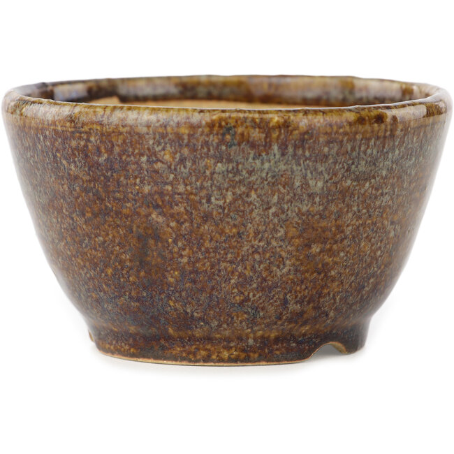 Pot à bonsaï rond multicolore marron de Koyou - 94 x 94 x 55 mm