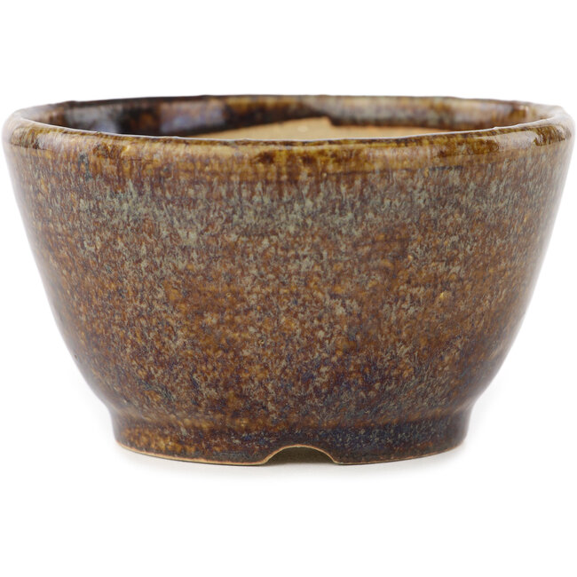 Vaso bonsai rotondo marrone multicolore di Koyou - 94 x 94 x 55 mm
