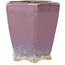 Hexagonal red and white bonsai pot by Eime Yozan - 105 x 105 x 105 mm