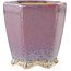 Hexagonal red and white bonsai pot by Eime Yozan - 105 x 105 x 105 mm