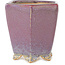 Hexagonal red and white bonsai pot by Eime Yozan - 105 x 105 x 105 mm
