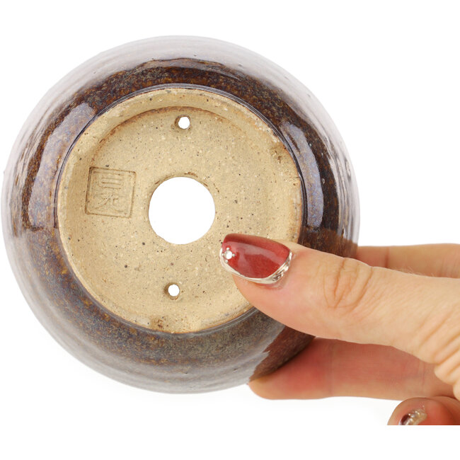 Pot à bonsaï rond multicolore marron de Koyou - 94 x 94 x 55 mm