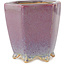 Hexagonal red and white bonsai pot by Eime Yozan - 105 x 105 x 105 mm