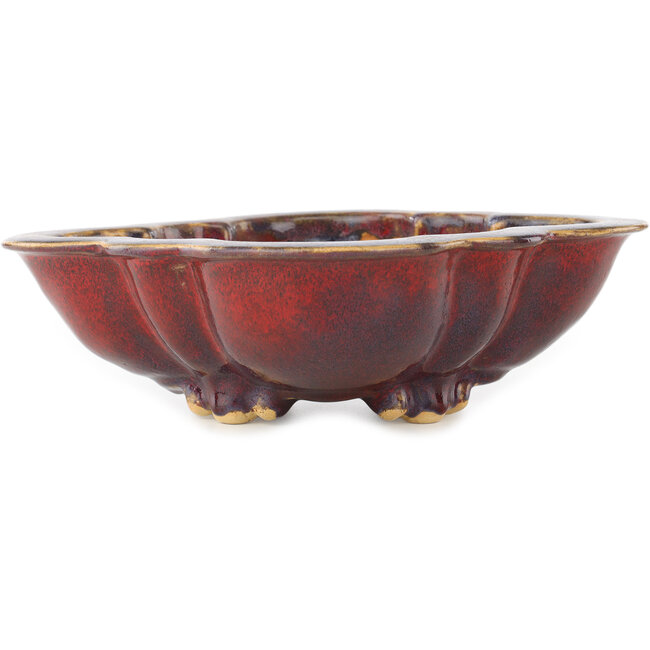 Mokko red bonsai pot by Sharaku - 253 x 221 x 75 mm
