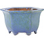 Pot à bonsaï hexagonal bleu de Shuhou - 135 x 135 x 77 mm