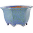 Pot à bonsaï hexagonal bleu de Shuhou - 135 x 135 x 77 mm