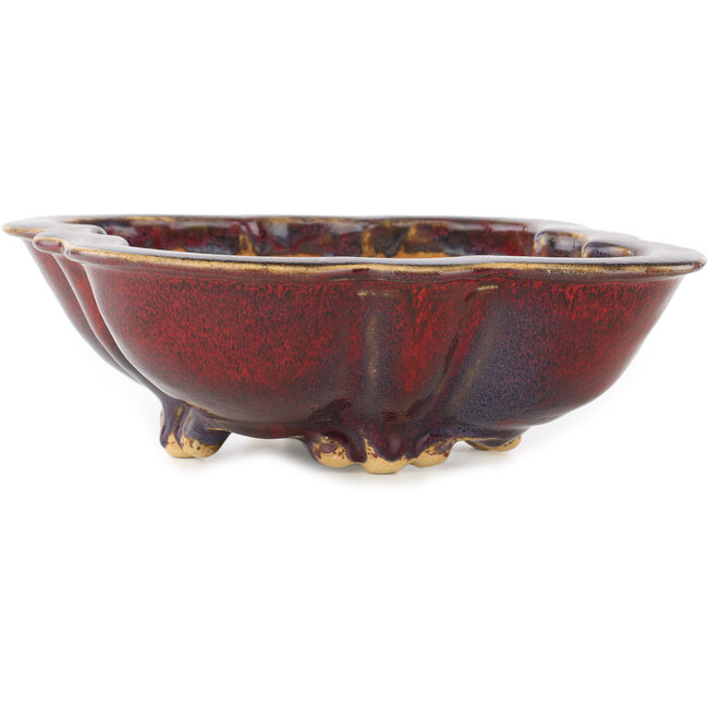 Mokko red bonsai pot by Sharaku - 253 x 221 x 75 mm